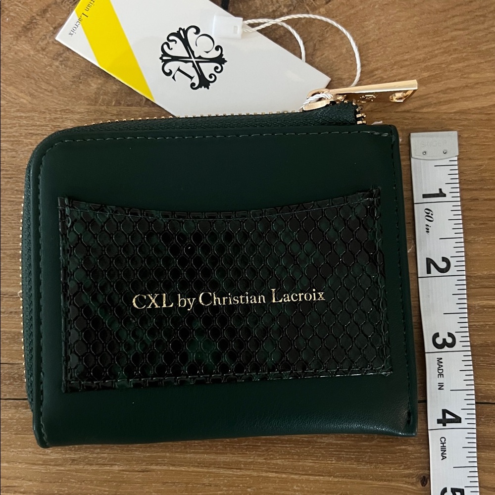 CXL Christian Lacroix Viere Green Python Smooth Zip Around Faux Leather Wallet - Picture 7 of 9